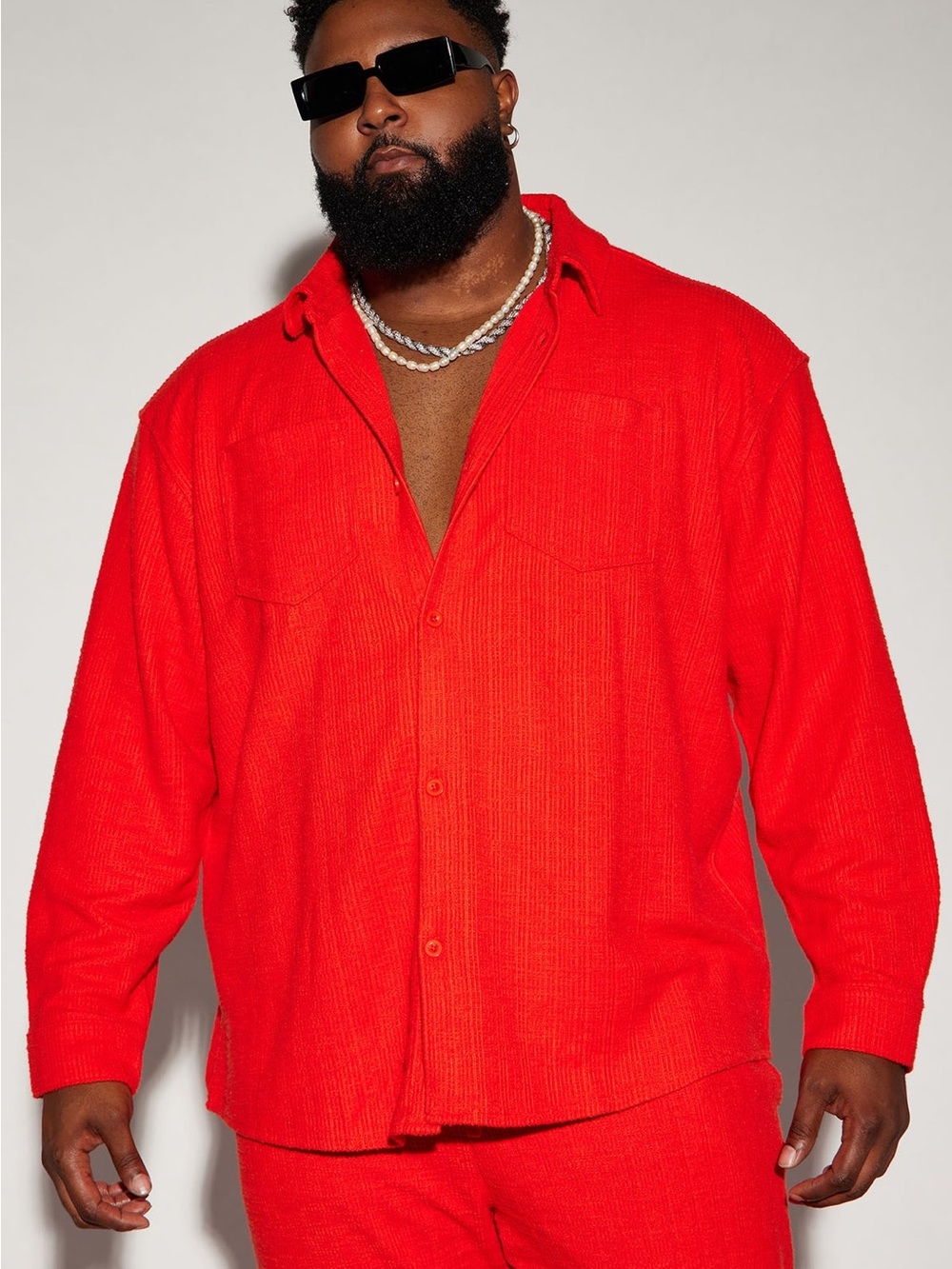 Men's fashion nova plus size dean textured Relaxed Button-Up Shirt  size 3XL